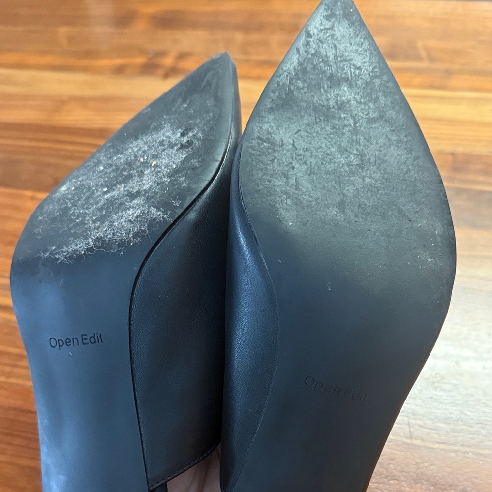 Open Edit (Nordstrom) Black Mule Lace-Up Stiletto Heels - Picture 6 of 8